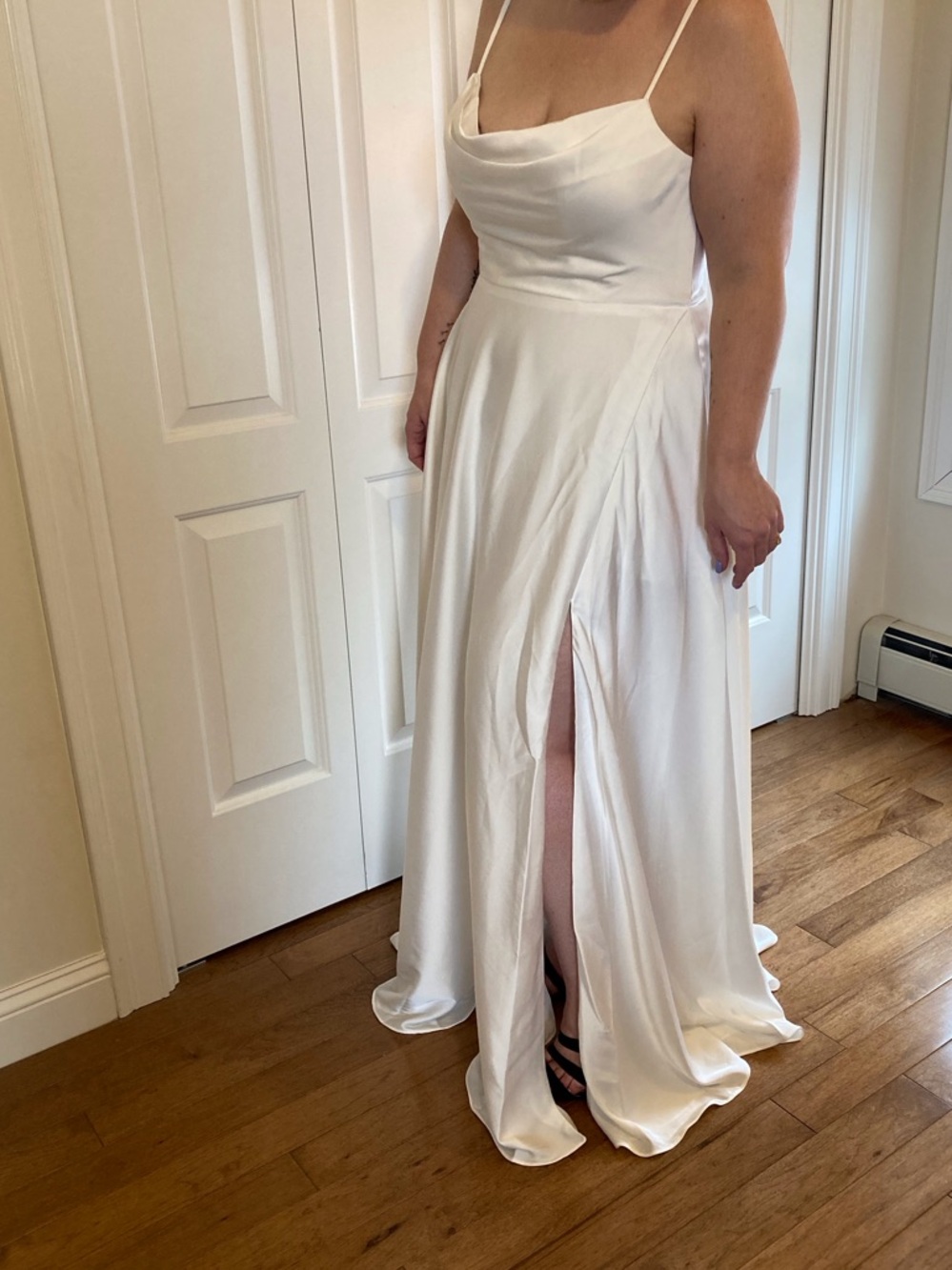 Azazi Elle White Formal Dress Wedding Maxi Dress Pockets